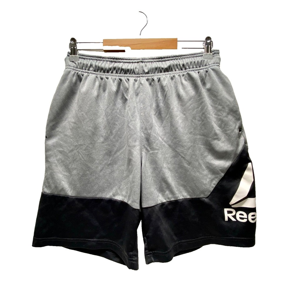 Reebok Athletic Training Shorts Men's Medium Grey Colorblock 7" Inseam + Pockets